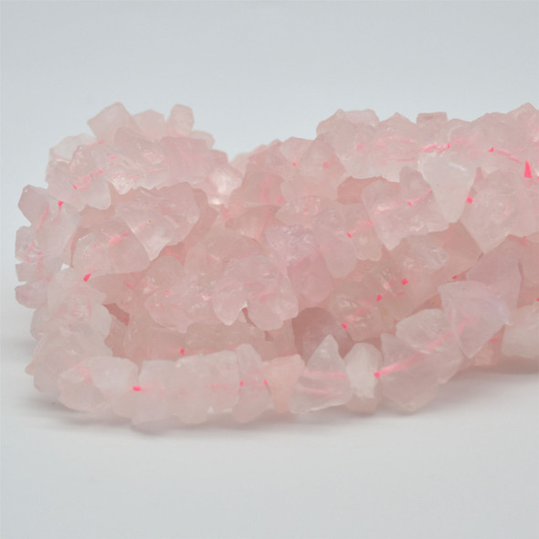 Raw Hand Polished Natural Rose Quartz Semi-precious Gemstone Nugget Beads - approx 8mm - 10mm x 12mm - 15mm - approx 15" strand