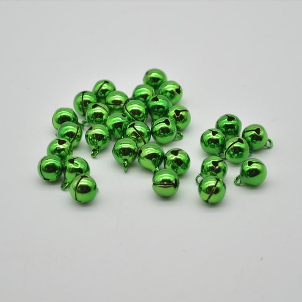 Metallic Jingle / Sleigh Bells - Green  - 100 Count - 10mm