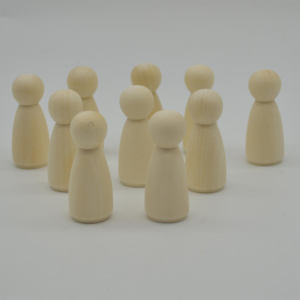 Natural Plain Wood Peg Doll Female Figures - 20 Count - 53mm