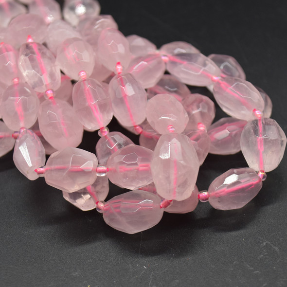 High Quality Grade A Natural Rose Quartz Semi-precious Gemstone Faceted Baroque Nugget Beads - 8mm - 10mm x 13mm - 15mm- 15" strand