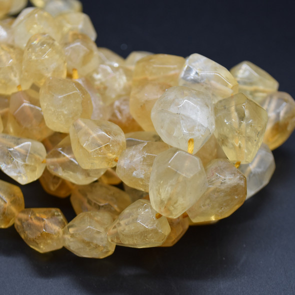 High Quality Grade A Heat Treated Citrine Semi-precious Gemstone Faceted Baroque Nugget Beads - 8mm - 10mm x 13mm - 15mm- 15" strand