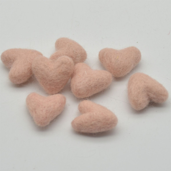 100% Wool Felt Hearts - 2cm - 10 Count - Peach Blossom Pink