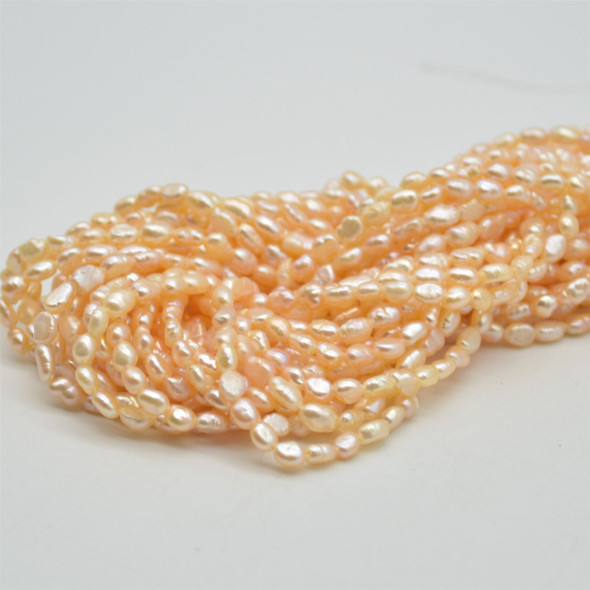 High Quality Grade A Natural Freshwater Baroque Nugget Pearl Beads - Pink, Peach, Orange - approx 3mm - 4mm - approx 14" strand