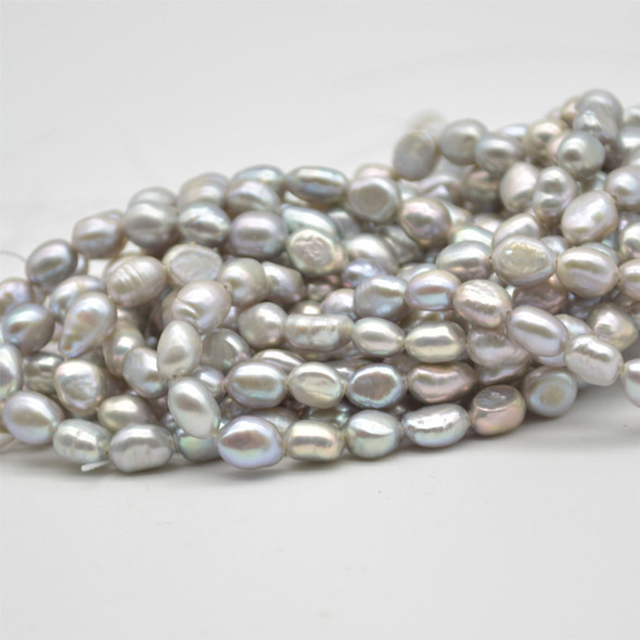 High Quality Grade A Natural Freshwater Baroque Nugget Pearl Beads - Dyed - Grey - approx 6mm - 7mm - approx 14" strand