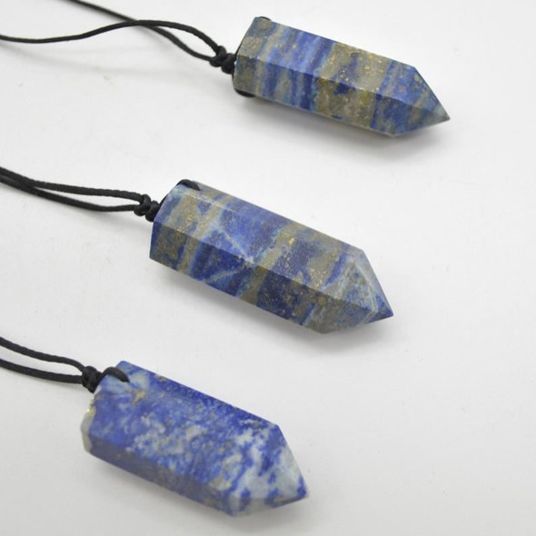 Natural Lapis Lazuli Semi-precious Gemstone Point Pendant - 4cm - 5cm - 1 Count