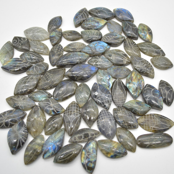 5 Labradorite Gemstone Pendants - Assorted Patterns and Sizes