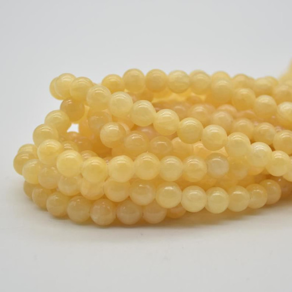 Large Hole Beads - Natural Aragonite Semi-precious Gemstone Round Beads - 8mm - 15" strand