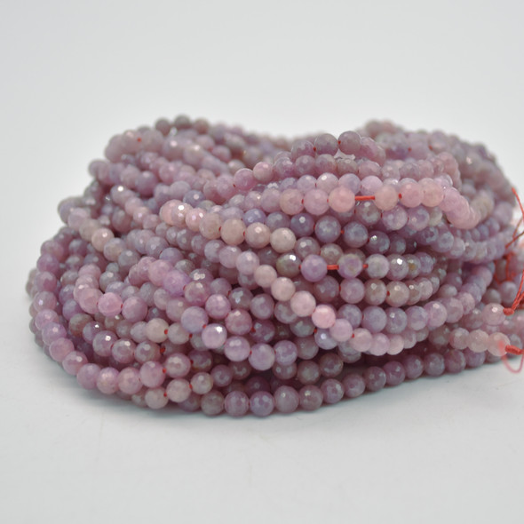 High Quality Grade AA Natural Ruby Semi-precious Gemstone Round Beads - FACETED - 4mm - 16" strand
