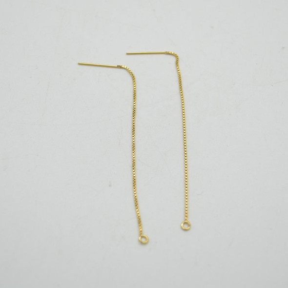 14K Gold Filled Findings - Gold Filled U-Threader Box Chain Drop Earring with Open Ring - 80mm - 2 Count- Made in USA