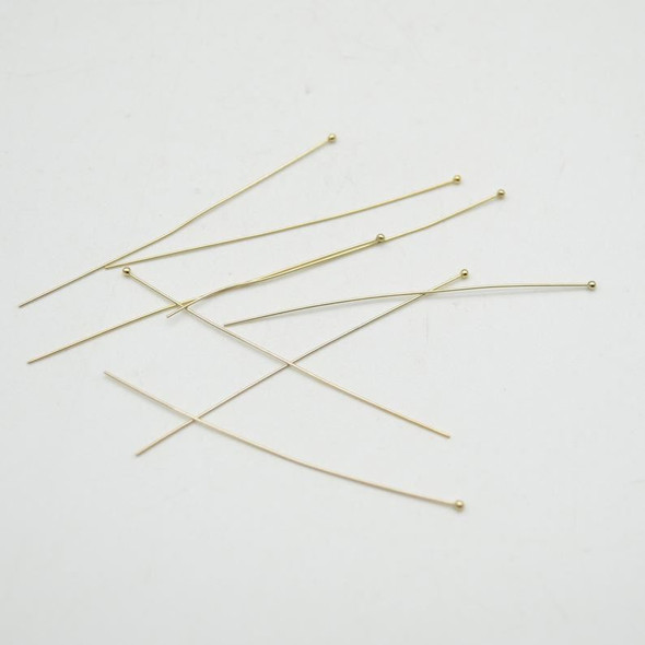 14K Gold Filled Findings - Gold Filled Ball Headpin - 0.41mm x 50.8mm - 5 or 10 Count - Made in China