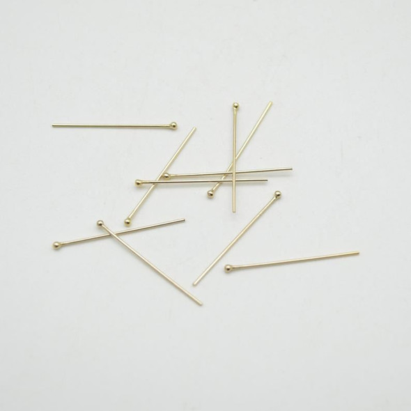 14K Gold Filled Findings - Gold Filled Ball Headpin - 0.63mm x 25.4mm - 5 or 10 Count - Made in China