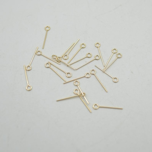 14K Gold Filled Findings - Gold Filled Eye Pins - 0.50mm x 12.7mm - 10, 20 or 50 Count - Made in USA