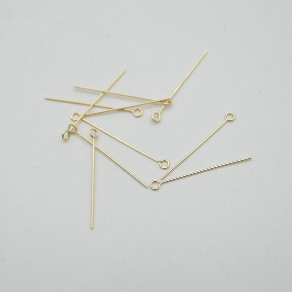14K Gold Filled Findings - Gold Filled Eye Pins - 0.50mm x 25.4mm - 10, 20 or 50 Count - Made in USA