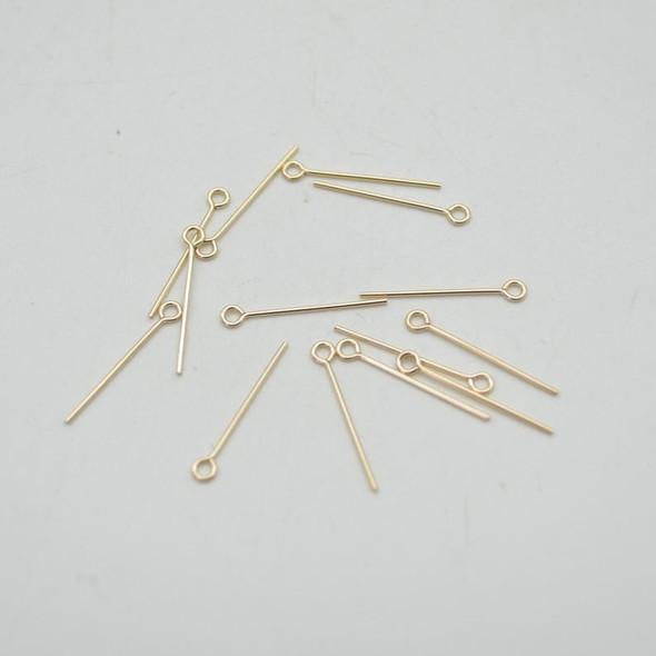 14K Gold Filled Findings - Gold Filled Eye Pins - 0.64mm x 19.05mm - 10, 20 or 50 Count - Made in USA