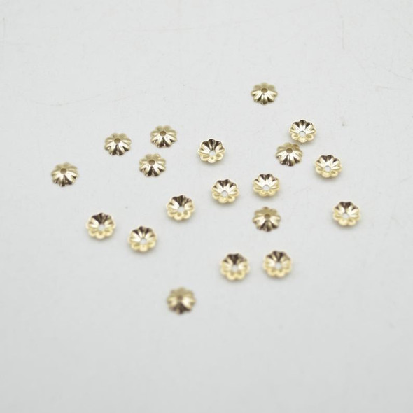 14K Gold Filled Findings - Gold Filled Flower Earring Cap - 4mm - 20 or 50 Count - 1mm Hole - Made in USA