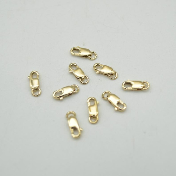 14K Gold Filled Findings - Gold Filled Lobster Clasp With Open Ring - 3mm x 8mm - 1 or 5 Count - Made in Italy