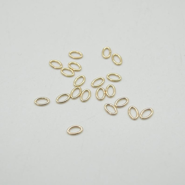 14K Gold Filled Findings - Gold Filled Click and Lock Oval Jump Ring - 0.76mm x 3.6mm x 5.5mm - 5 or 20 Count - Made in USA