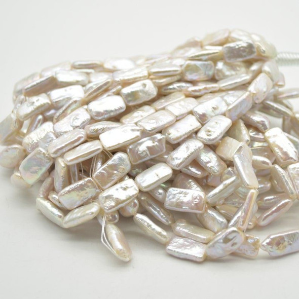 Natural Rectangular Keshi Pearl Beads - 13mm - 16mm - 14" strand