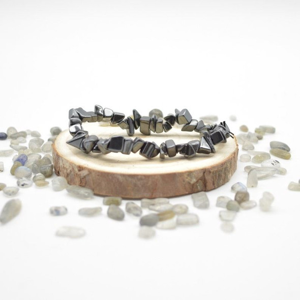 Hematite (non magnetic) Gemstone Chip Bracelet / Beads Sample strand