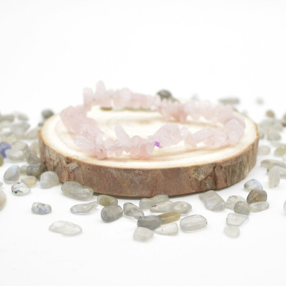 Rose Quartz Gemstone Chip Bracelet / Beads Sample strand