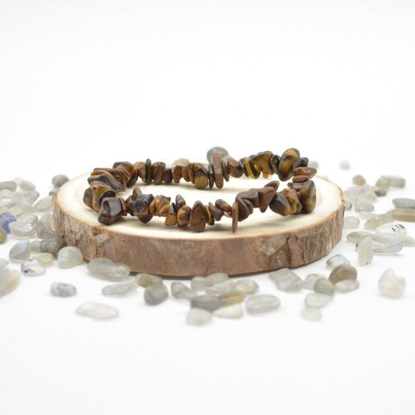 Tiger Eye Gemstone Chip Bracelet / Beads Sample strand
