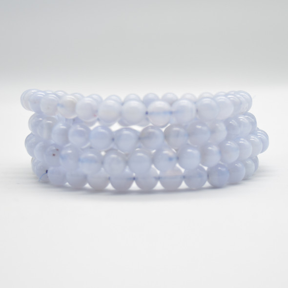 Blue Lace Agate Gemstone Round Bead Sample strand / Bracelet - 6mm - 7.5"