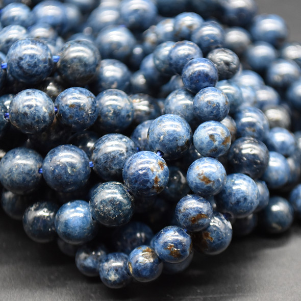 High Quality Grade A Natural Blue Spinel Semi-precious Gemstone Round Beads - 6mm, 8mm sizes - 14" strand