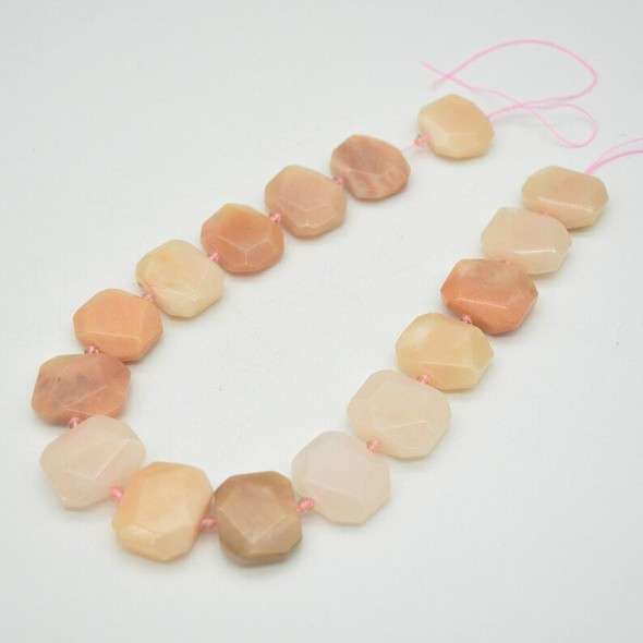 High Quality Grade A Natural Pink Aventurine Semi-precious Gemstone Faceted Side Drilled Rectangle Pendants / Beads - 15" strand