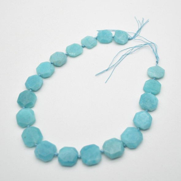 High Quality Grade A Natural Amazonite Semi-precious Gemstone Faceted Square Pendants / Beads - 16mm - 18mm - 15" strand