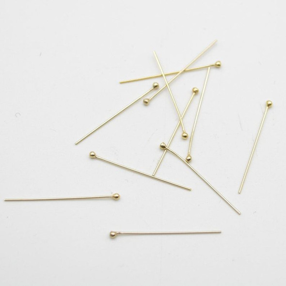 14K Gold Filled Findings - Gold Filled Ball Headpin - 0.50mm x 25.4mm - 6 or 20 Count - Made in USA