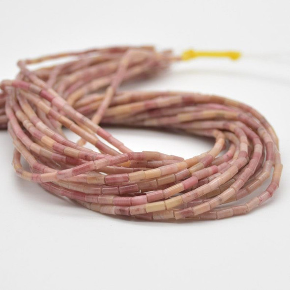 High Quality Grade A Natural Chinese Rhodonite Rhodonite Semi-precious Gemstone Round Tube Beads - 4mm x 2mm - 15" strand