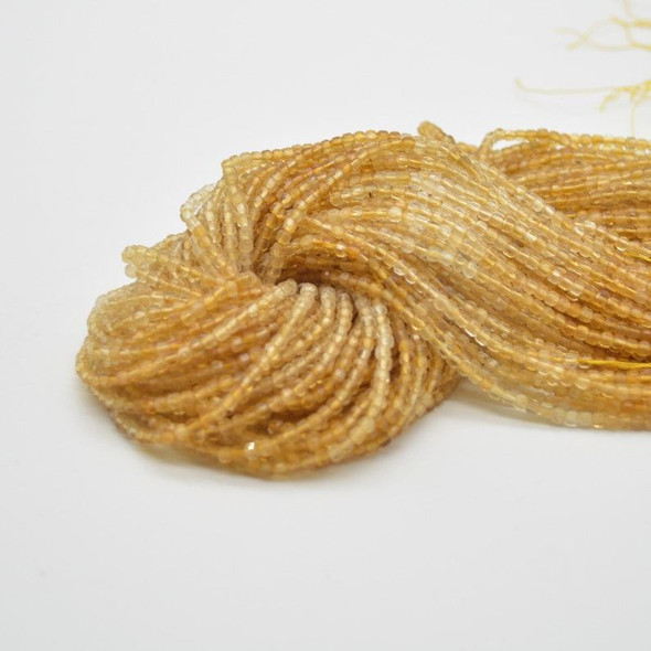 High Quality Grade A Graduated Citrine Semi-precious Gemstone Faceted Cube Beads - 2mm - 2.3mm - 15" strand