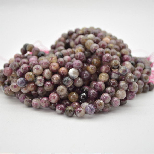 High Quality Grade A Natural Pink Tourmaline Semi-precious Gemstone Round Beads - 8mm - 15" strand