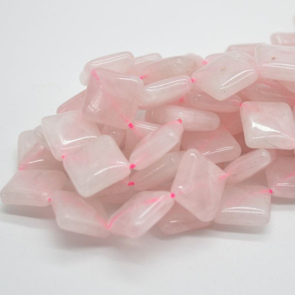 High Quality Grade A Natural Rose Quartz Semi-precious Gemstone Diamond / Rhombus Beads - 15mm - 15" strand