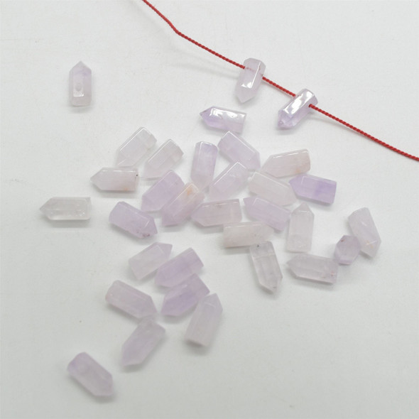 High Quality Grade A Natural Lavender Amethyst Semi-Precious Gemstone SINGLE Point Pendant Beads -  1.2cm, 1.5cm - 1 or 5 count