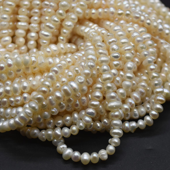 High Quality Grade A Natural Freshwater Potato Pearl Beads - Off White -   3mm - 5mm - 14" strand