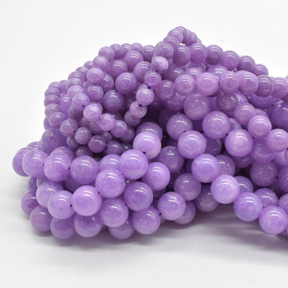 Jade (dyed) Gemstone Round Beads - 6mm 8mm 10mm - Lilac Purple - 14" strand