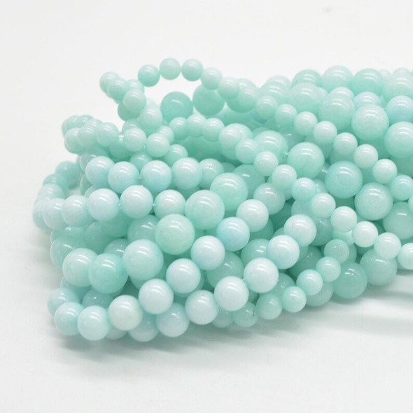 Jade (dyed) Gemstone Round Beads - 6mm 8mm 10mm - Mint Blue - 15" strand