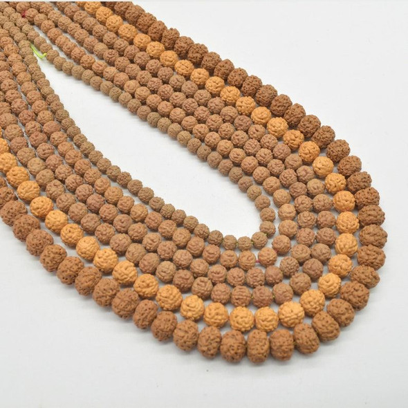 Rudraksha Seed Rondelle Wood Beads - 108 beads - Mala Prayer Beads - 7mm, 8mm, 9mm, 10mm, 11mm and 12mm sizes