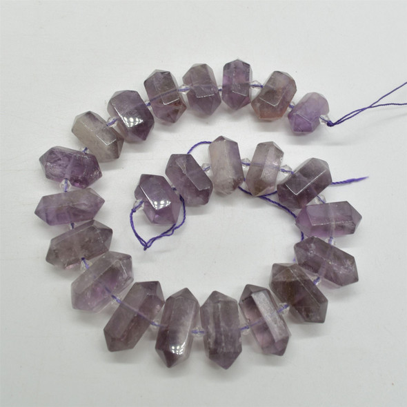 Amethyst Double Terminated Points Beads / Pendants - 22mm - 30mm x 10mm - 13mm - 15" strand