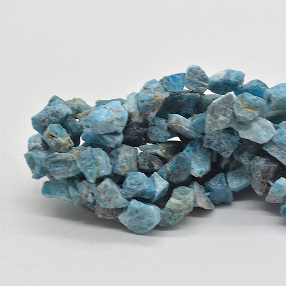 Raw Hand Polished Natural Apatite Semi-precious Gemstone Nugget Beads - 8mm - 10mm - 15" strand