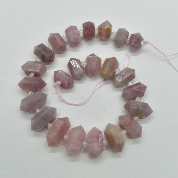 Madagascar Rose Quartz Double Terminated Points Beads / Pendants - 22mm - 30mm x 10mm - 13mm - 15" strand