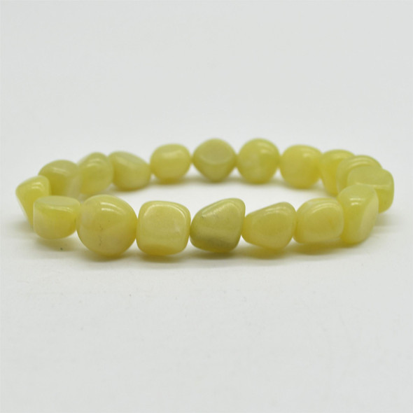 Natural Butter Jade Semi-precious Gemstone Pebble Nugget Beads Bracelet / Sample Strand - 9mm - 13mm, 7.5"