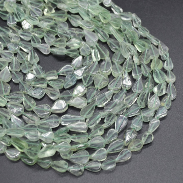 Natural Handmade Green Fluorite Semi-precious Gemstone Irregular Teardrop Beads - 8mm - 12mm - 12'' Strand