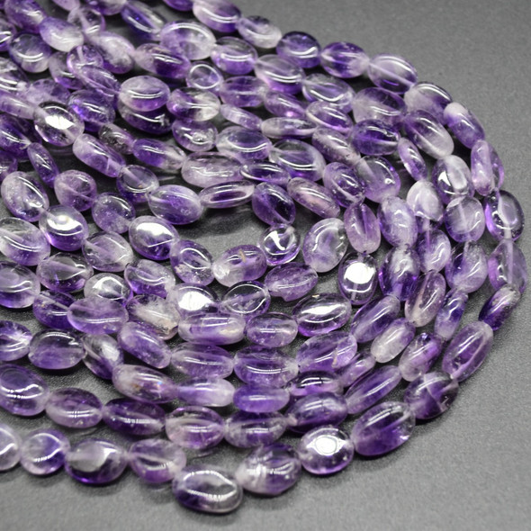 Natural Handmade Amethyst Semi-precious Gemstone Pebble Tumbled stone Nugget Beads - 8mm-12mm 13'' Strand