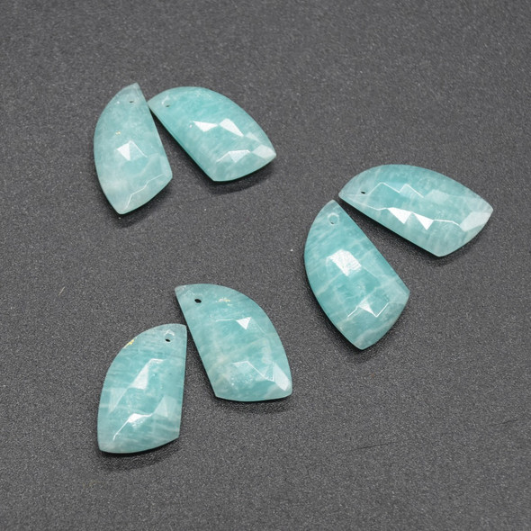 Natural Handmade Amazonite Semi-precious Faceted Gemstone Irregular Shaped Earrings Beads - 2cm x 1cm - 1 Pair