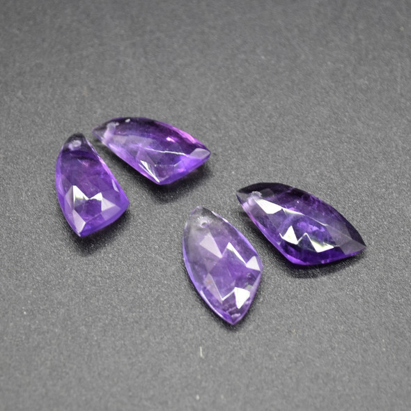 Natural Handmade Amethyst Semi-precious Faceted Gemstone Irregular Shaped Earrings Beads - 2cm x 1cm - 1 Pair