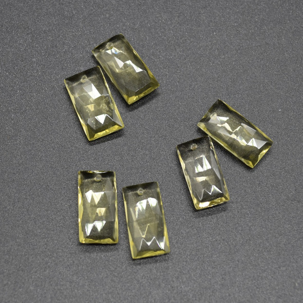 Natural Handmade Lemon Quartz Semi-precious Faceted Gemstone Rectangular Earrings Beads - 2cm x 1cm - 1 Pair