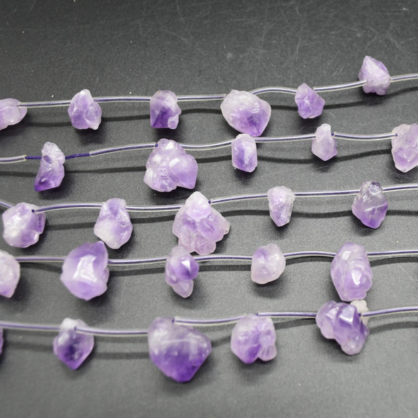 Raw Natural Lavender Amethyst Semi-precious Gemstone Chunky Nugget Beads - 15mm - 25mm x 9mm - 16mm - 15'' Strand