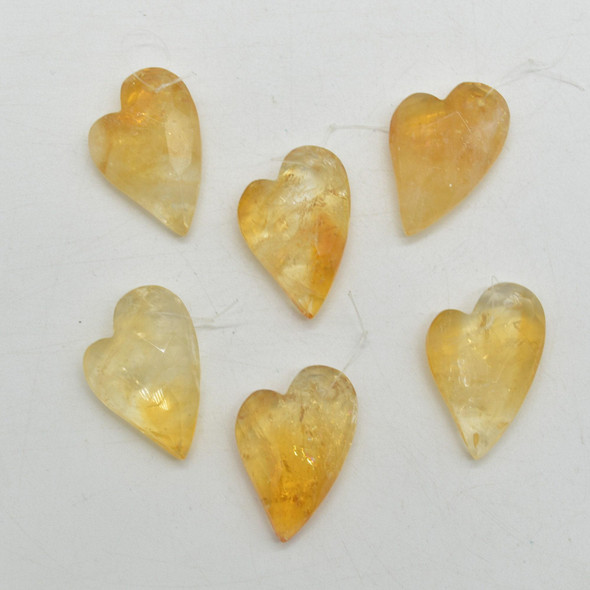 Heat Treated Citrine Semi-precious Faceted Heart Gemstone Pendant - 3.5cm